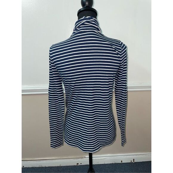 Vineyard Vines Navy & White Stripe Long Sleeve Turtleneck Blouse Size X-Small - Picture 2 of 5
